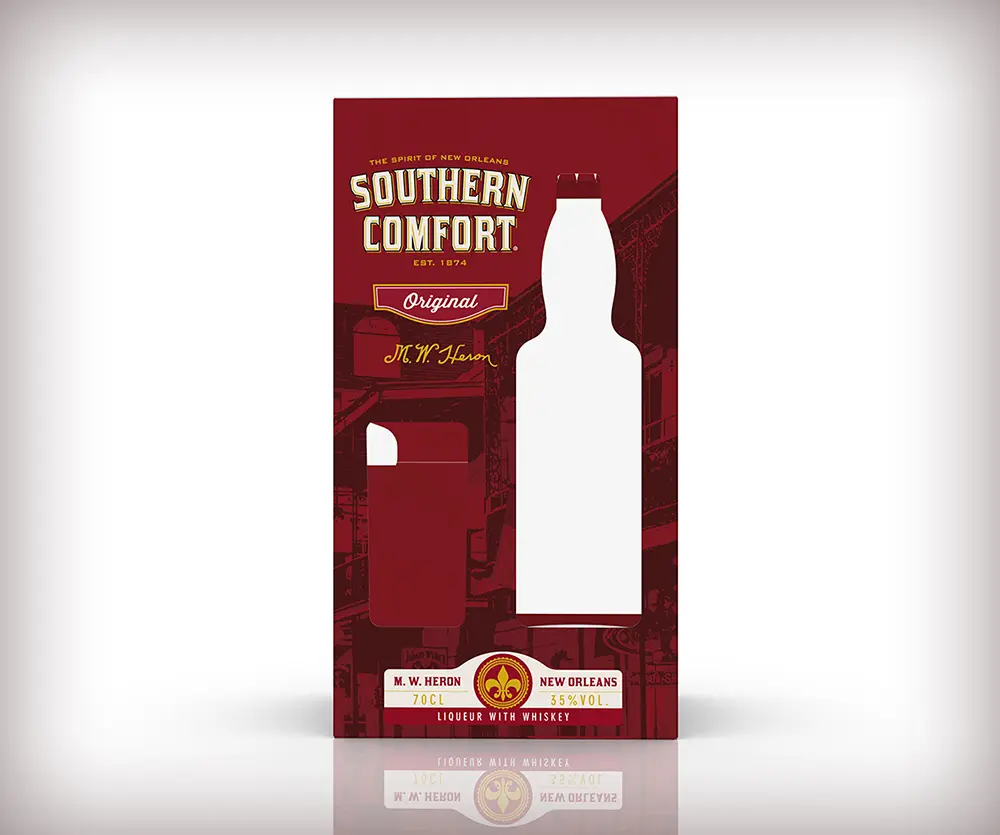 Southern comfort red cardboard cut out with bottle