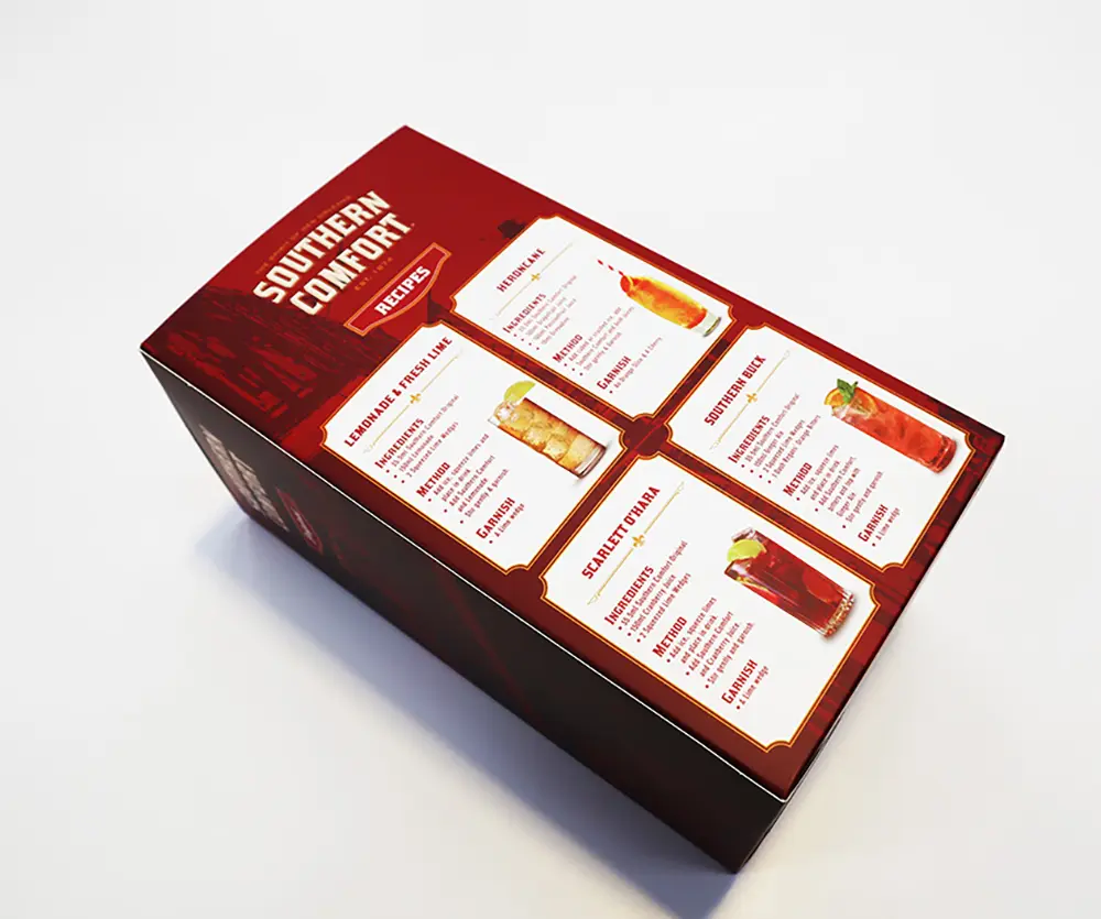 Southern comfort red cardboard cut out back of box