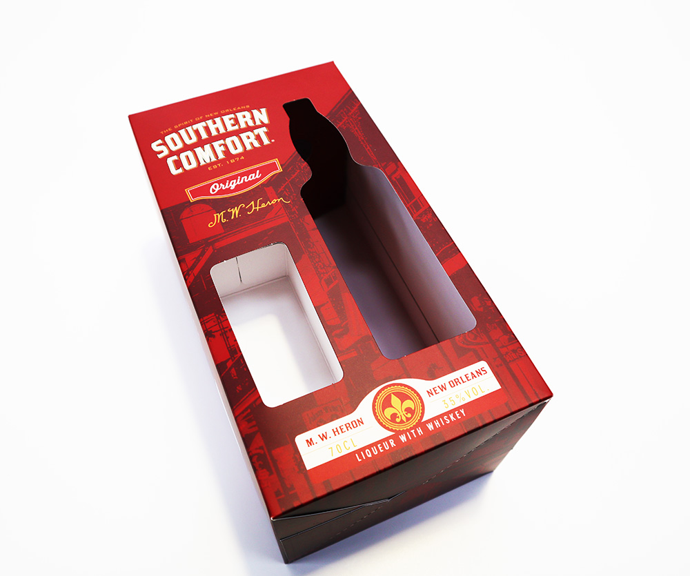 Southern comfort red cardboard cut out with bottle