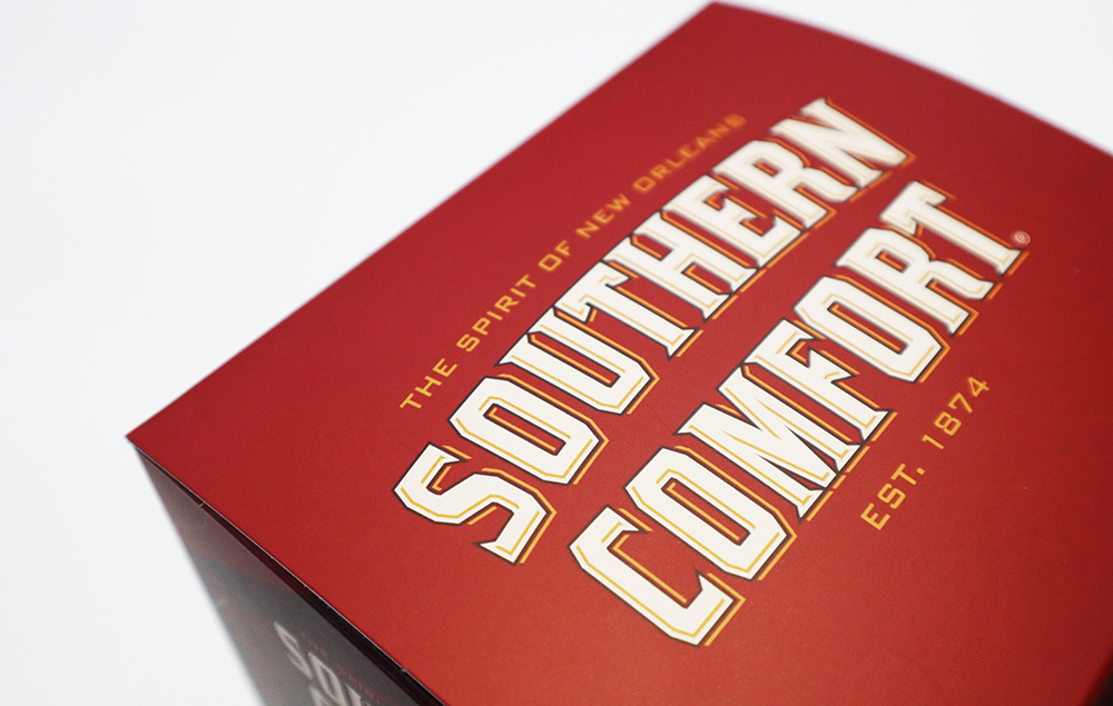 Southern comfort red cardboard cut out with bottle