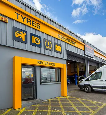 outside of building garage yellow and grey