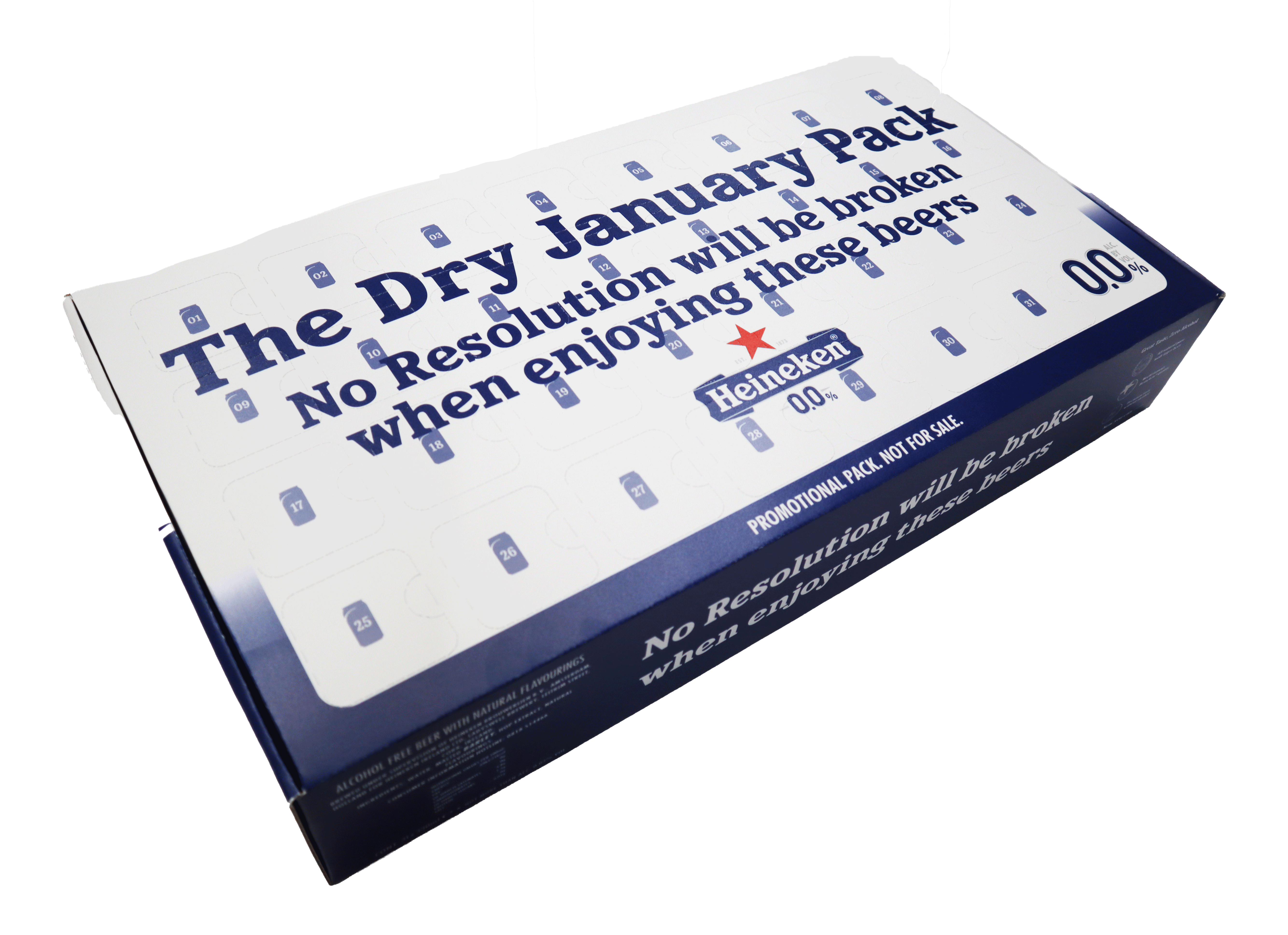 a pr box that is white and navy