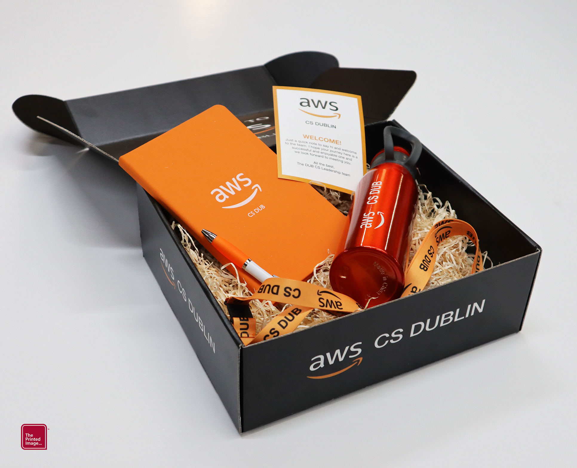 a gift box black with promotional merchandise