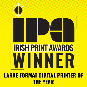 award 2022 Sign for the irish print awards winner yellow and black