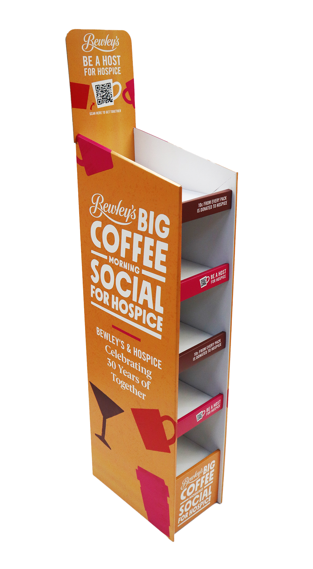 free standing display unit of bewleys coffee orange